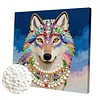 DIY Pearl Painting Wolf for Home Decor with Frame(25x25cm)