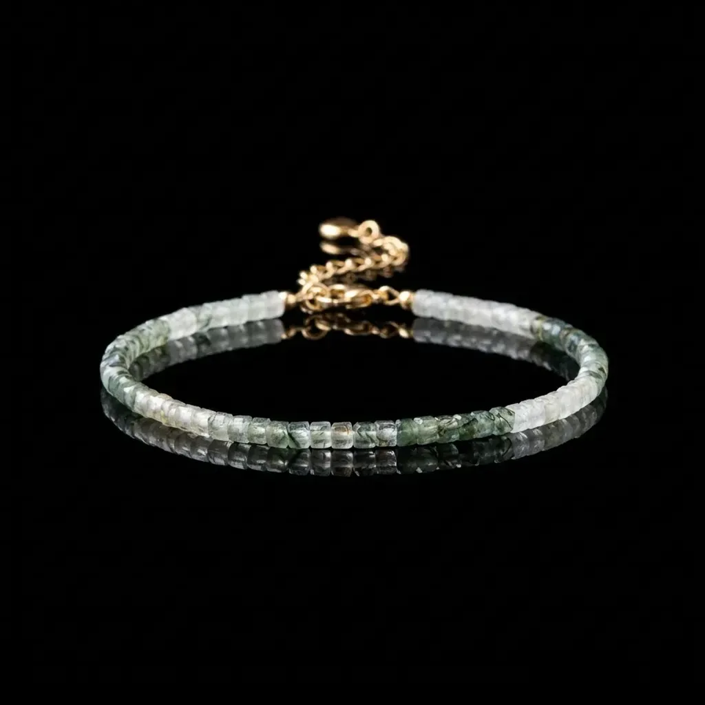 JiStones Verdant Rutilated Quartz Bracelet | 14K Gold Plated Vintage Edition
