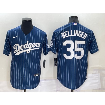 Men's Los Angeles Dodgers #35 Cody Bellinger Navy Cool Base Stitched Baseball Jersey 4547
