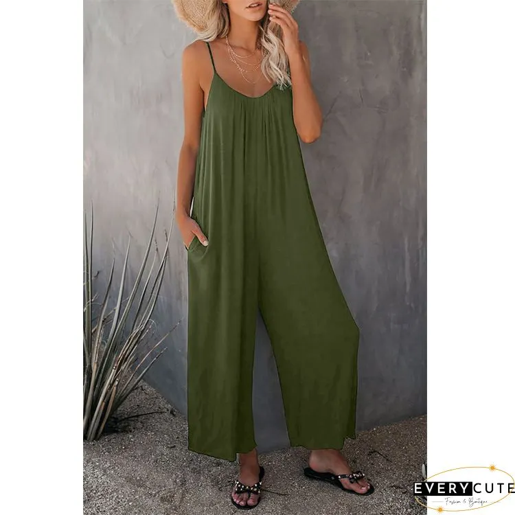 Black Frilled Neckline Backless Wide Leg Jumpsuit