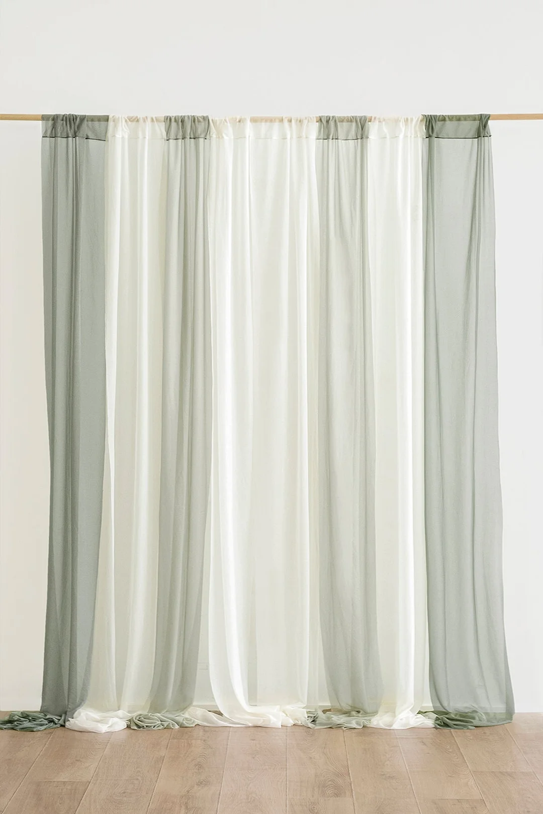 Sheer Backdrop Curtain Panels 14.5" x 10ft (Set of 8) - 4 Colors
