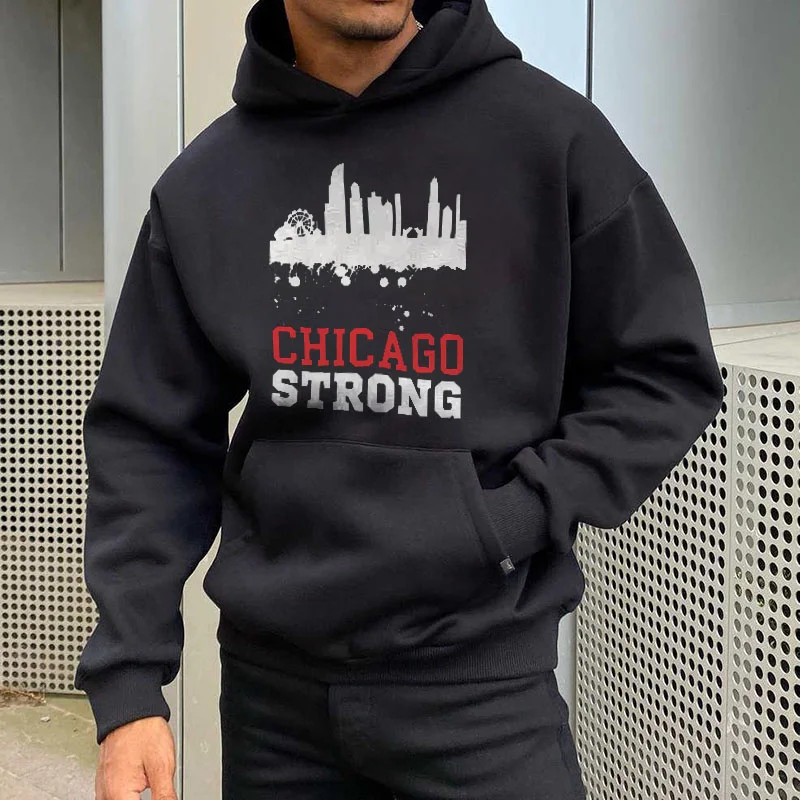 Chicago Strong Graphic Kangaroo Pocket Men’s Hoodie