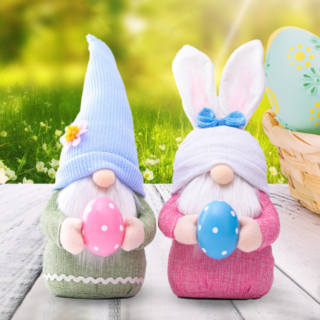 Easter pink-eared plaid bunny