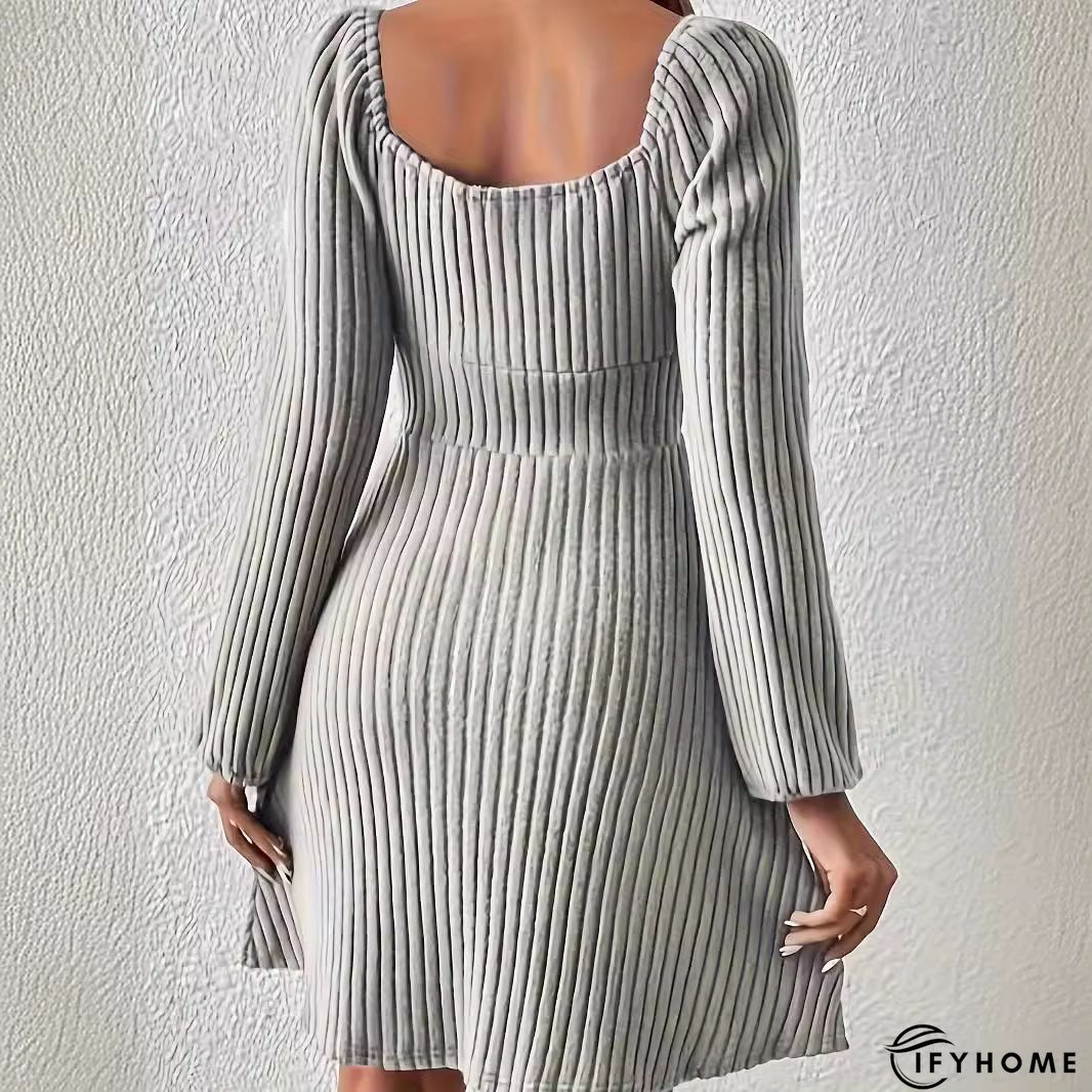 Casual Buttoned V Neck tunic Dress | IFYHOME