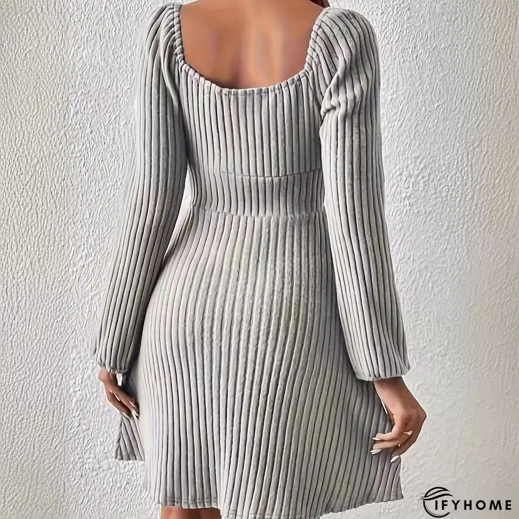 Casual Buttoned V Neck tunic Dress | IFYHOME