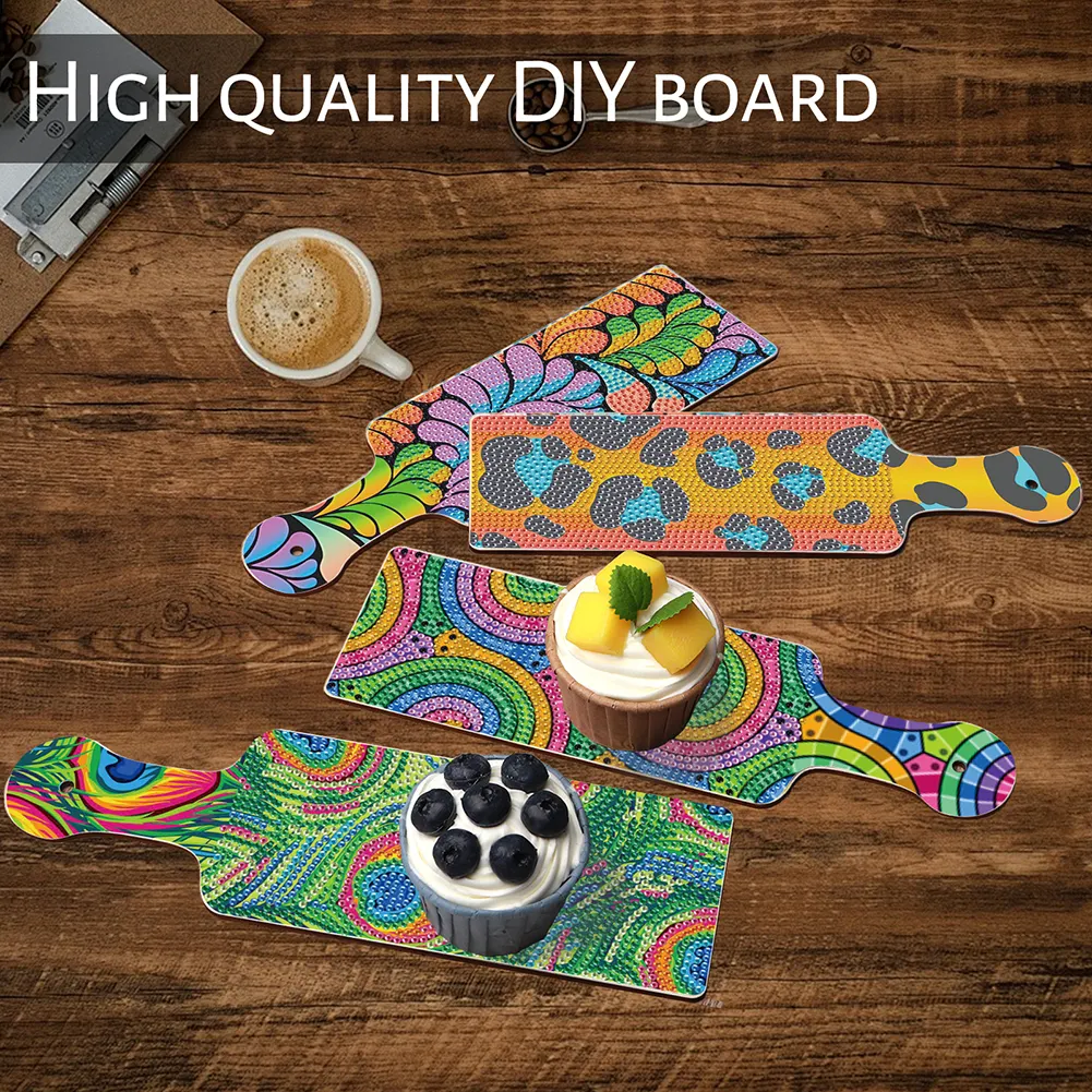 4Pcs Leopard Print Diamond Painting Tray Handicraft for Home Restaurant Decor