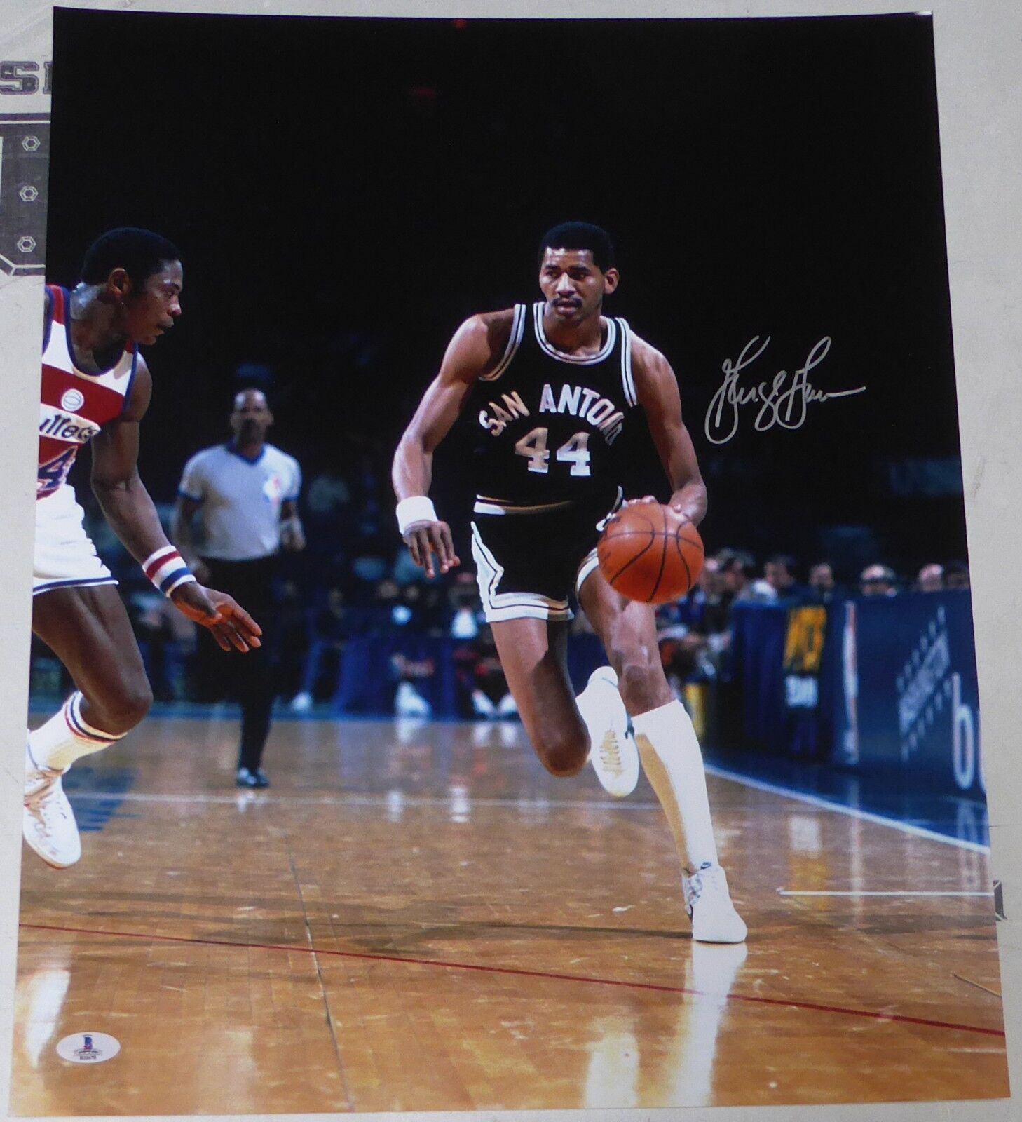 George Gervin Signed Spurs Basketball 16x20 Photo Poster painting BAS Beckett COA HOF Autograph