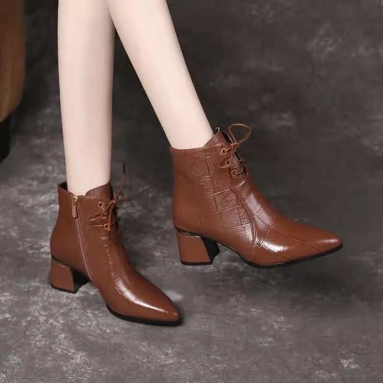 Women's winter Chelsea boots 2021 new retro and nude short boots  thick black western boots with root women's boot botines mujer
