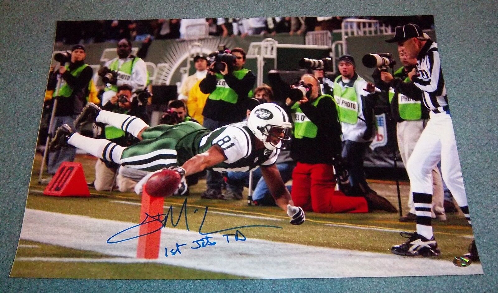 New York Jets Justin McCareins Signed Autographed 18x12 Photo Poster painting Northern Illinois