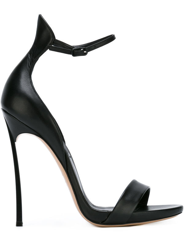 GOOSHOE Black Vegan Stiletto Sandals with Ankle Strap for Office Look