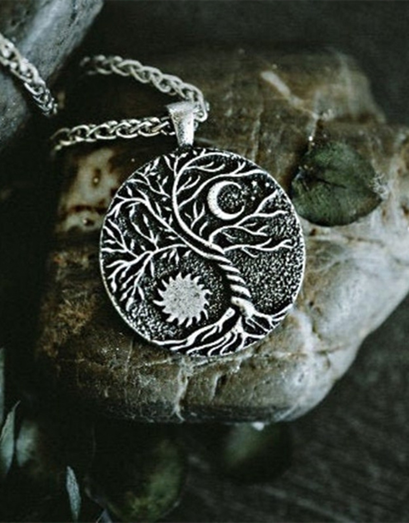 Tree Of Life Sun Moon Pendant Necklace / TECHWEAR CLUB / Techwear