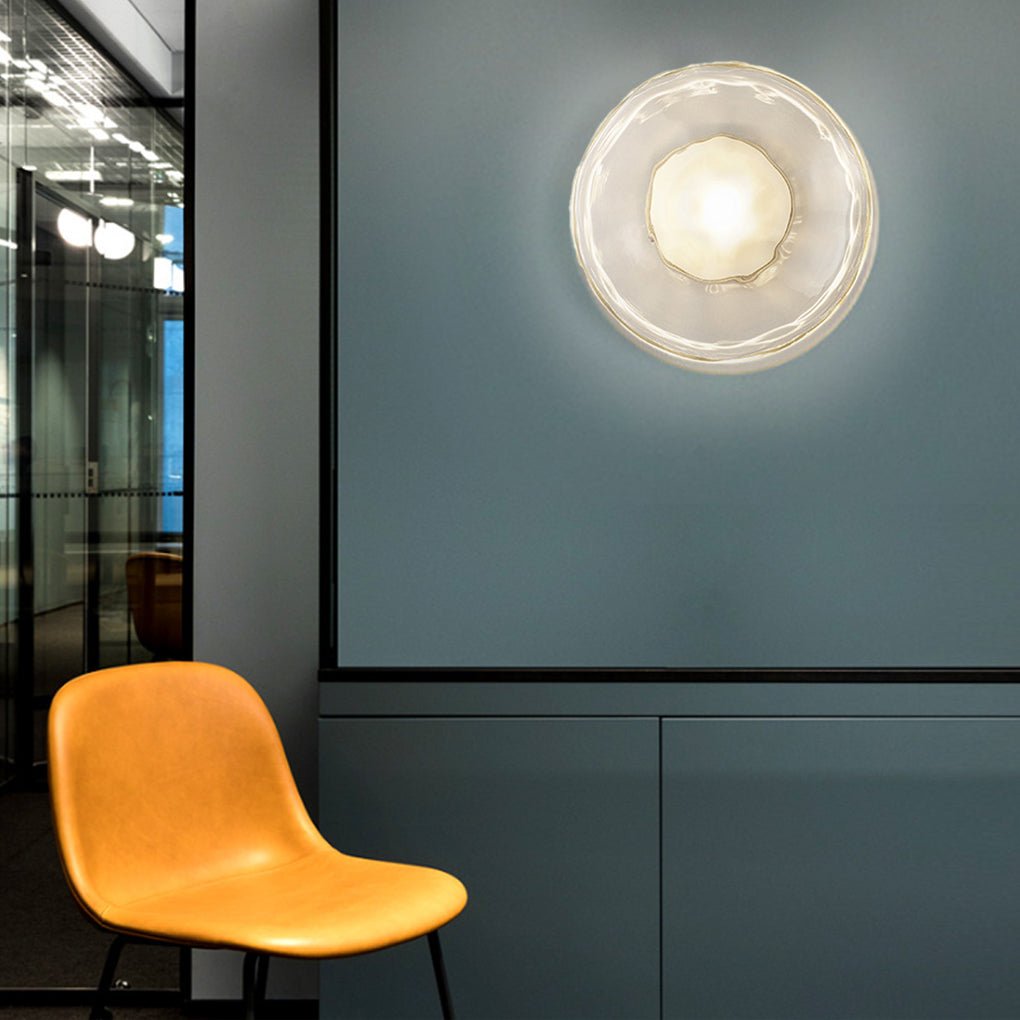 Round Glass Shell Design Background Wall Bedroom Bedside Wall Lamp Study Ceiling Lights