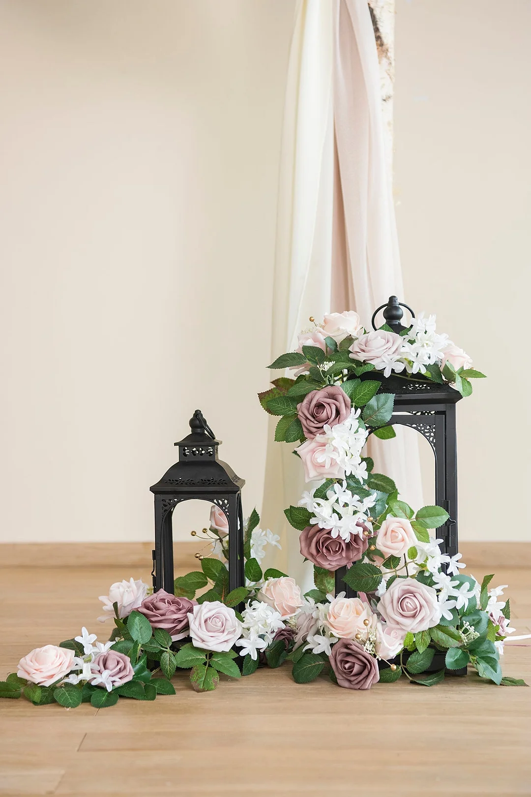 Lantern Floral Arrangements in Blush & Cream