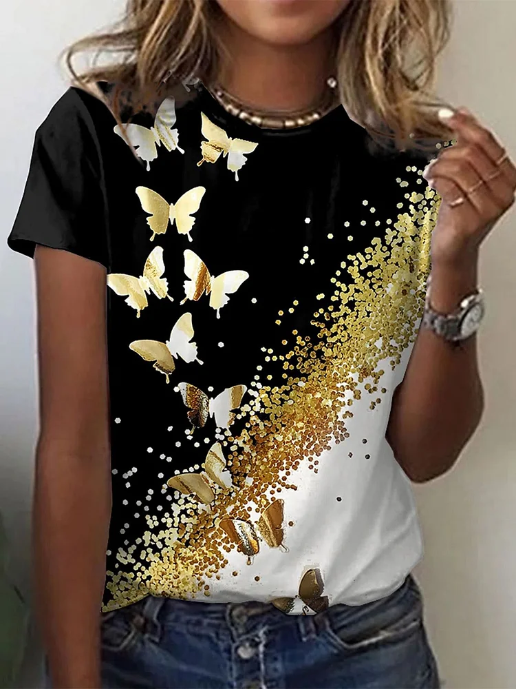 Butterfly print short sleeve t-shirt