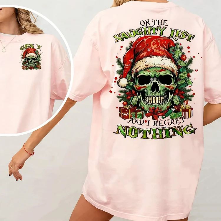 Custom Christmas On The Naughty List Gen X T-Shirt