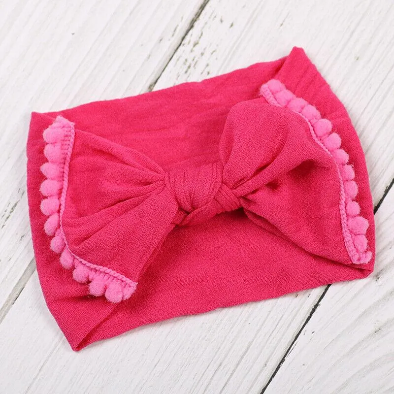 2019 Baby Accessories Kids Girls Baby Toddler Turban Knot Headband Hair Band Tassels Balls Solid Candy Color Headwear