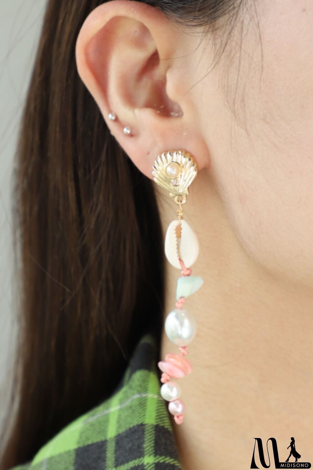 MidiSono - Synthetic Pearl Shell Drop Earrings