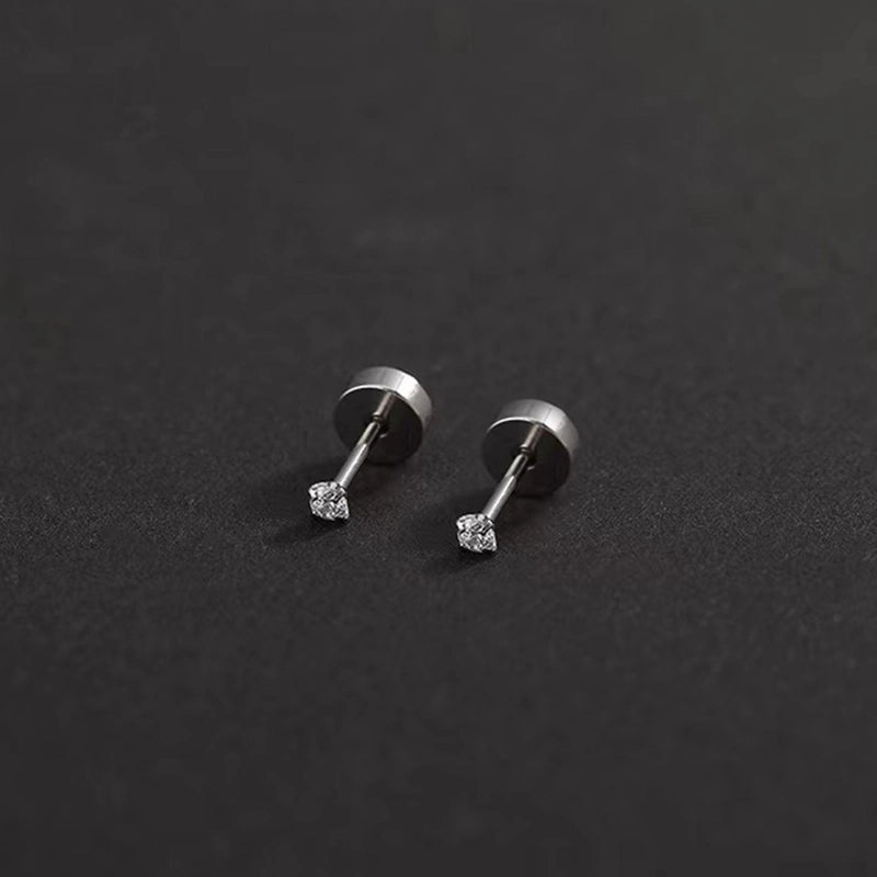 1 Pair Elegant Round Inlay 304 Stainless Steel Zircon 18K Gold Plated Stainless Steel Earrings