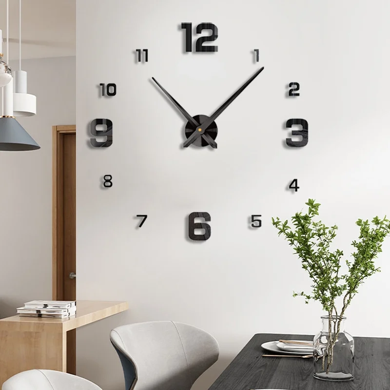 Sdrawing Wall Clock Luminous Frameless Wall Clocks DIY Digital Clock Wall Stickers Silent Clock for Home Living Room Office Wall Decor