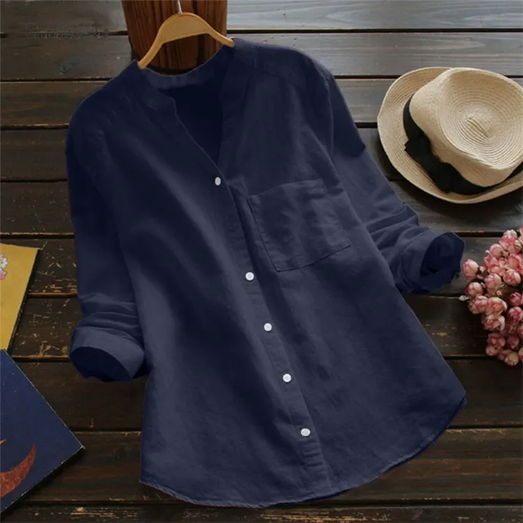 LINEN COTTON CASUAL LOOSE SHIRT-BUY 3 FREE SHIPPING