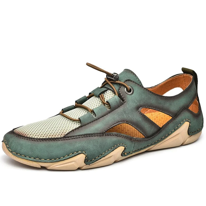 Summer Men's Sneakers Leather Mesh Men Loafers Shoes 2021 Fashion Slip on Men Driving Shoes Soft Sapato Masculino Mocassin