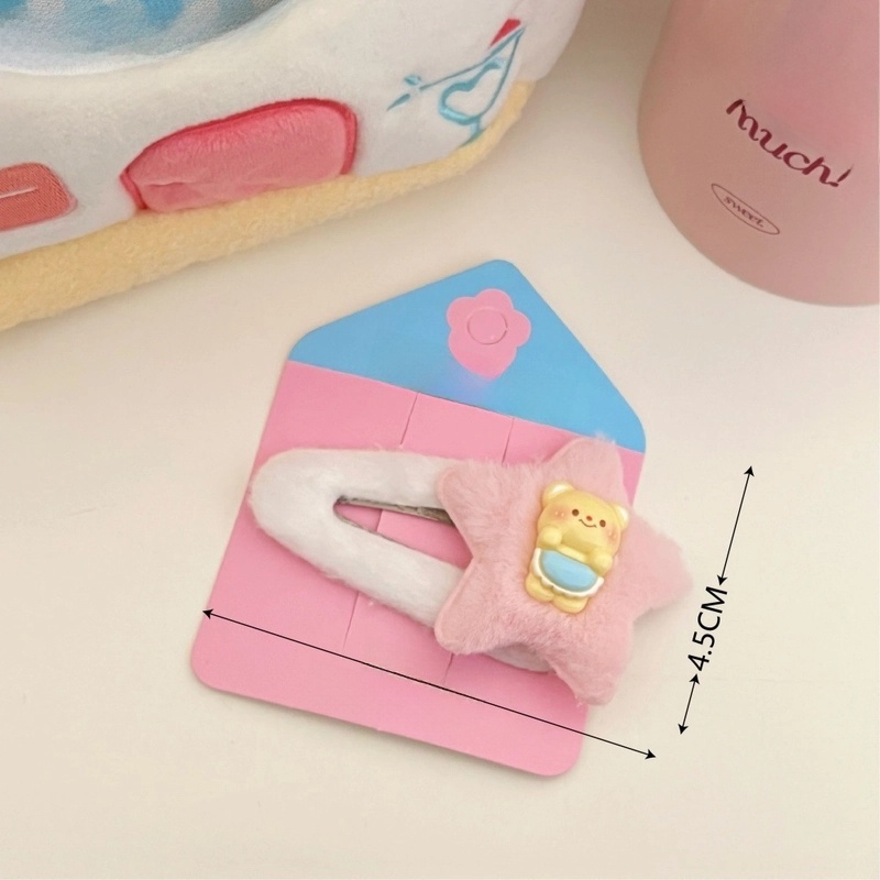 Cute Sweet Women’s Star Heart Shape Plush Hair Clip