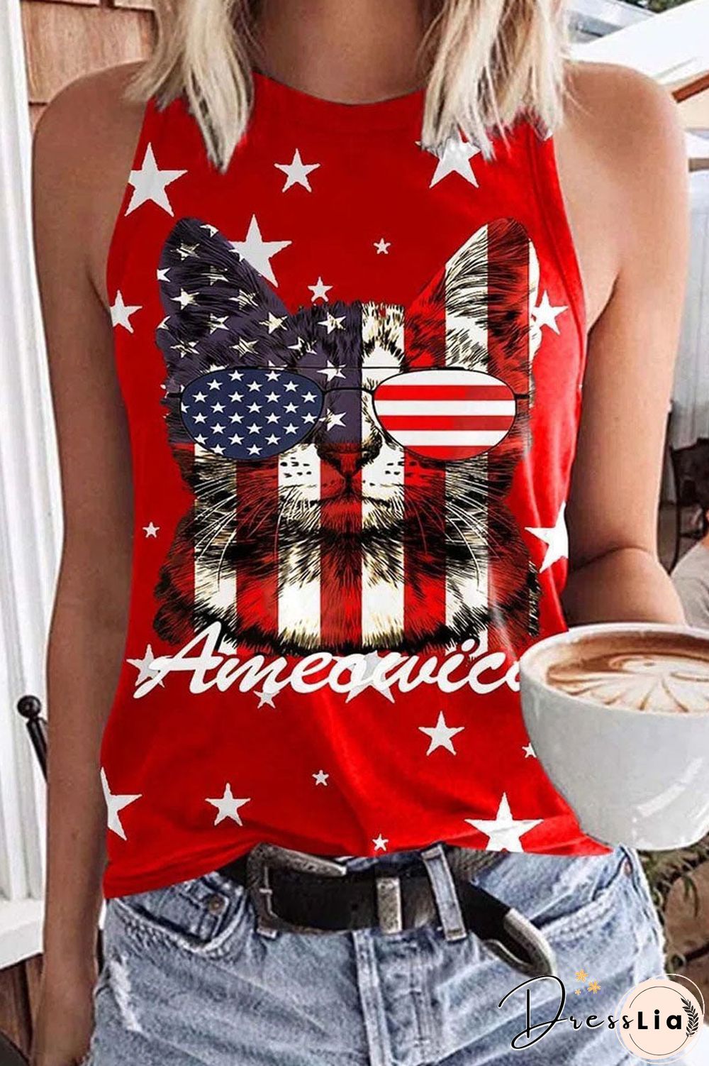 Fashion Street Print Patchwork O Neck Tops