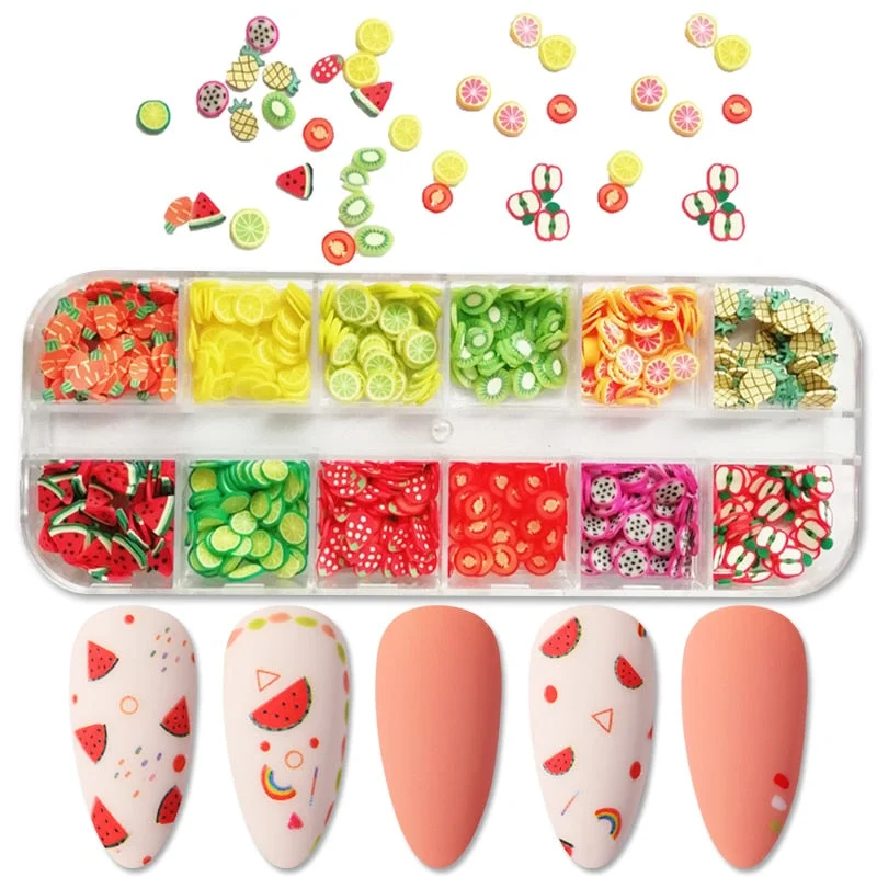 Summer 3D Fruit Tiny Slices Nails Art Decorations Mixed Sized DIY Designs Lemon Nail Accessories Women Nail Tips Manicures-Nail Inspo