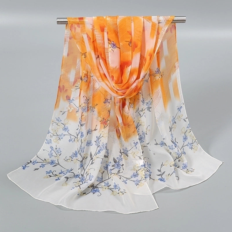 Women’s Sweet Flower Chiffon Printing Silk Scarf