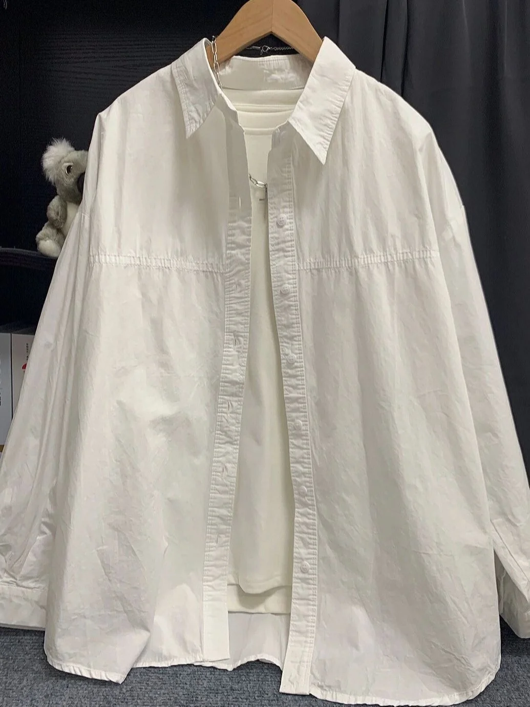 Athvotar Athvotar Pink Folded Long-Sleeved Shirt Coat Women's Spring Thin Loose BF Lazy Wind Long Casual Top