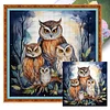 (US Only)Owl Printed Cross Stitch Kit 45x45cm DIY 11CT Thread Art Needlework Home Art
