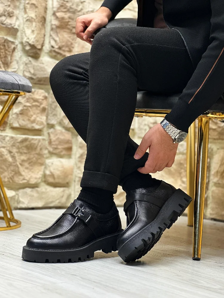 Casual All-match Thick-soled Leather Shoes