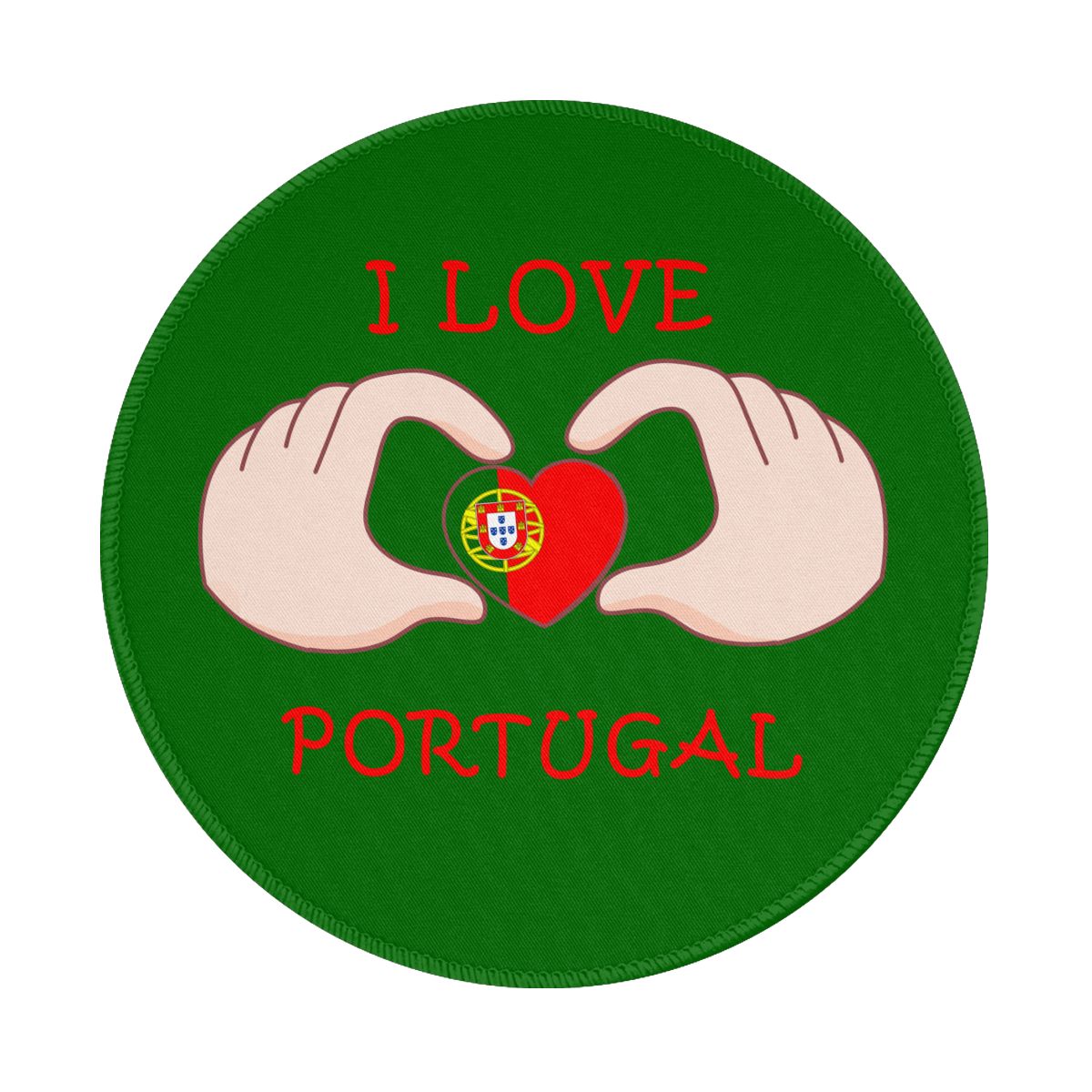 I Love Portugal Waterproof Round Mouse Pad for Wireless Mouse