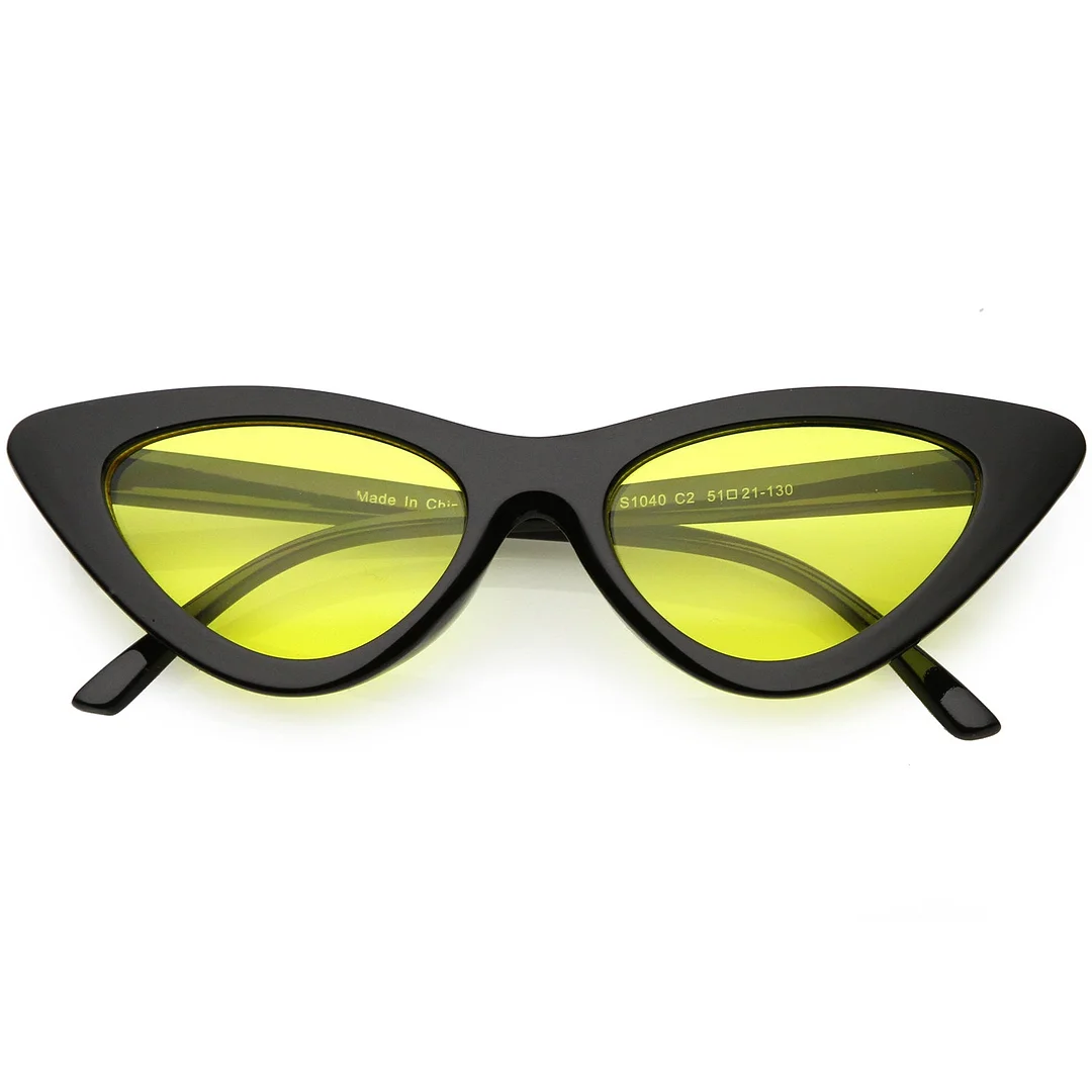 Womens Exaggerated Slim Black Frame Cat Eye glasses Color Tinted Lens 48mm