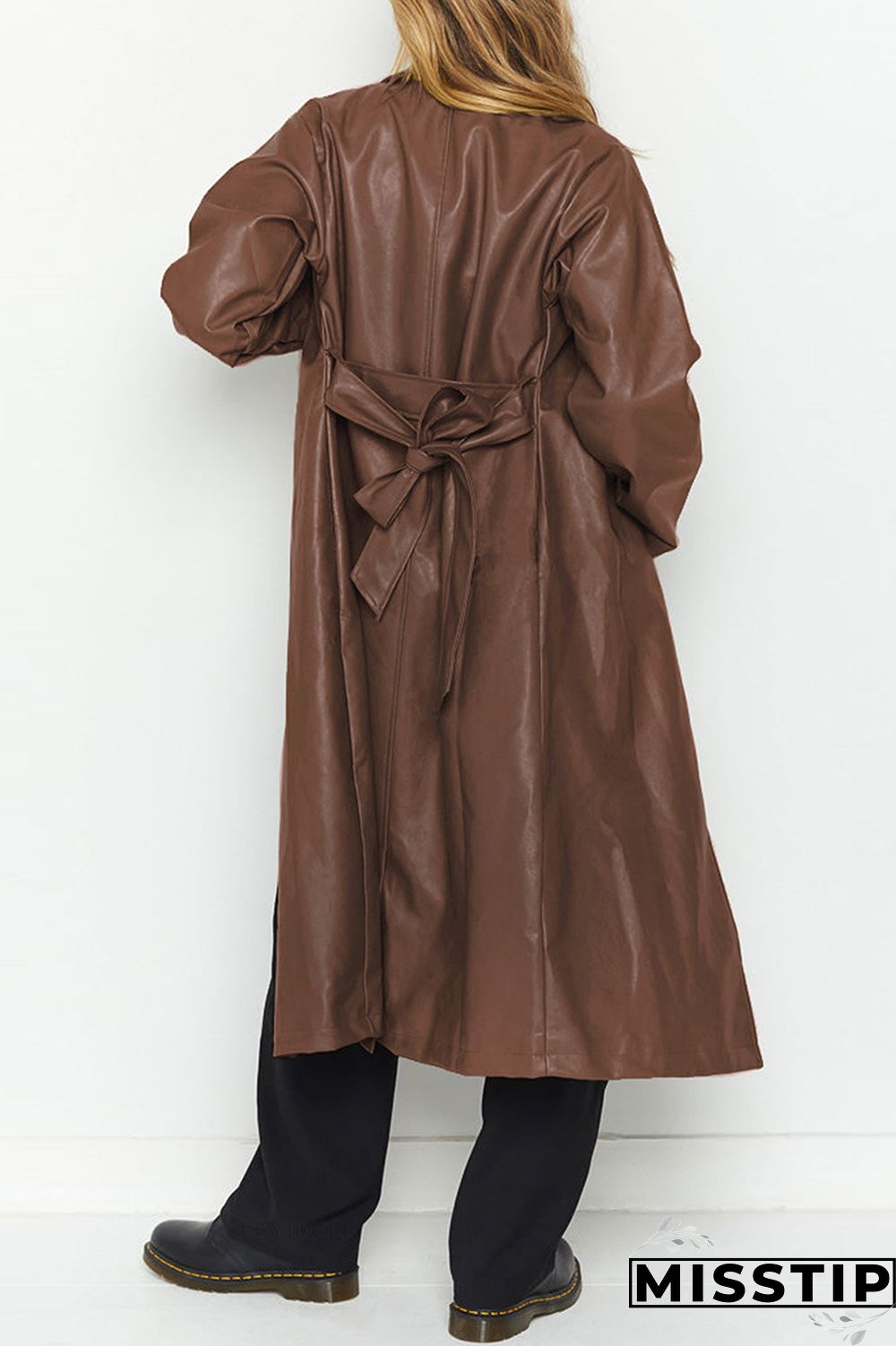 Black Elegant College Solid Solid Color Turn-back Collar Outerwear