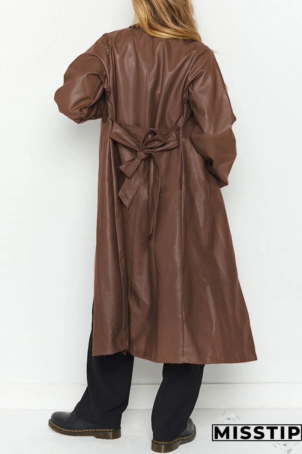 Black Elegant College Solid Solid Color Turn-back Collar Outerwear