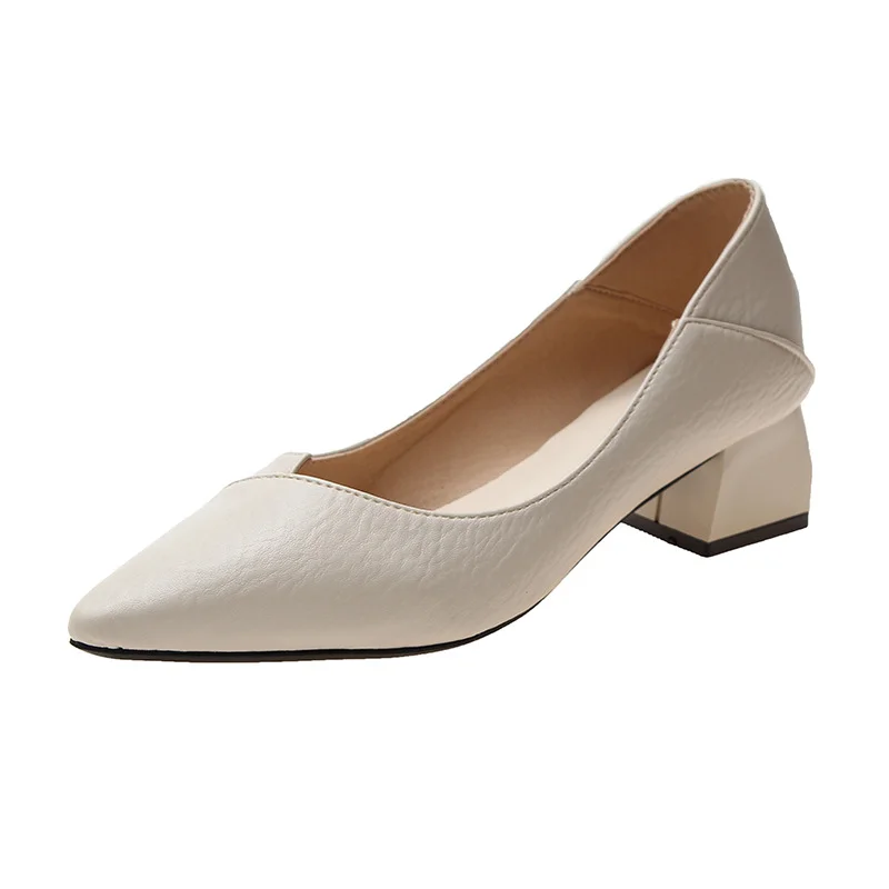 Breakj Breakj Korean Version Of Thick Heel High-Heeled Single-Shoe Women's Pointed Professional Shoes Black Heel Shoes To Work Shoes