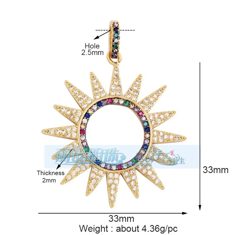 1 Piece 12 * 23mm 15*15mm 5*12mm Hole 5~5.9mm Half 925 Silver Zircon Sun Moon Pendant Jewelry Accessories