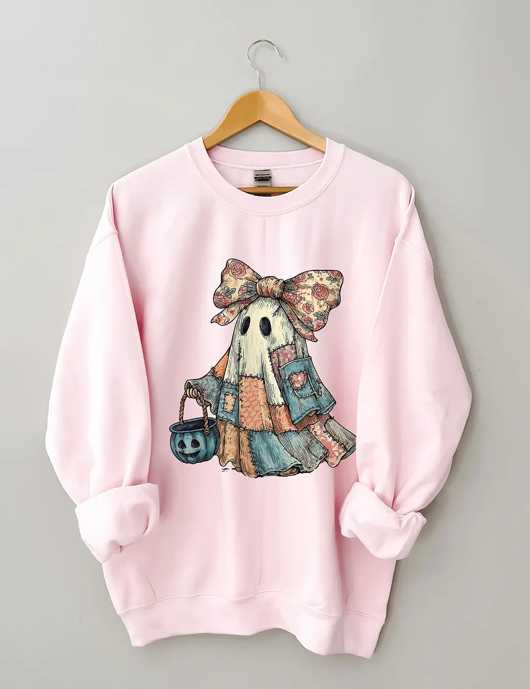 Retro Halloween Blue Denim Ghost Sweatshirt