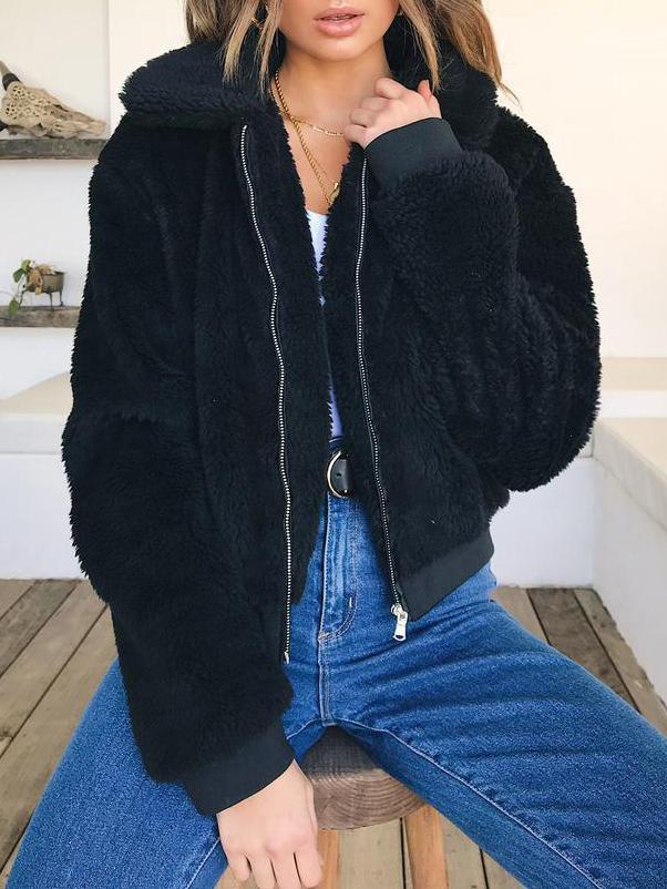 18606 Plush Winter Coat - Petrol Blue