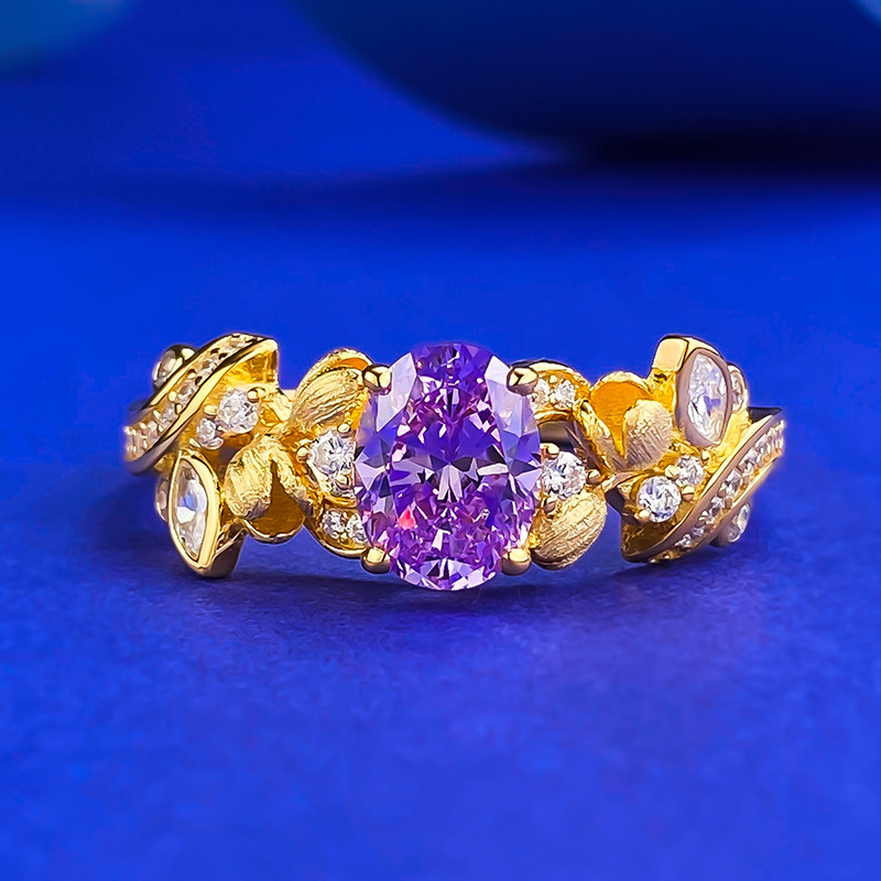 MIKAMU S925 Sterling Silver Dreamy Purple Bauhinia Flower Ring