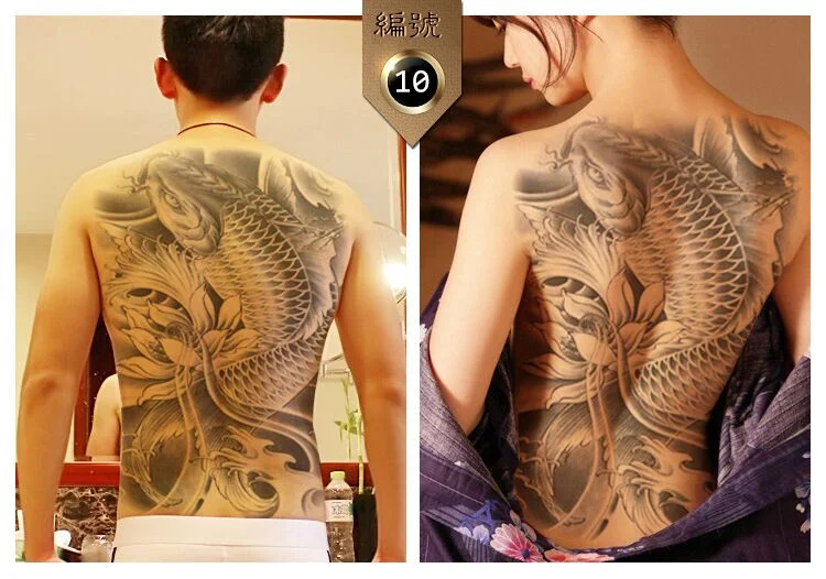 Sdrawing removable waterproof halloween body stickers death skull skeleton temporary tattoo sticker dragon back tattoo large size