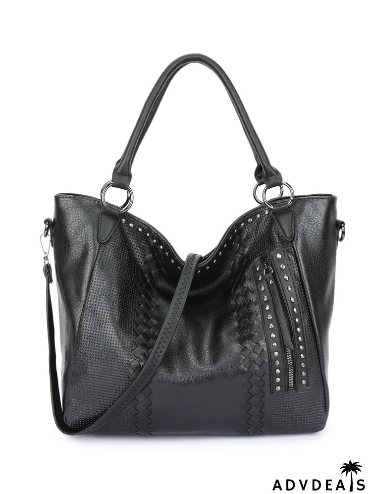 Studded Detail Shoulder Tote Bag