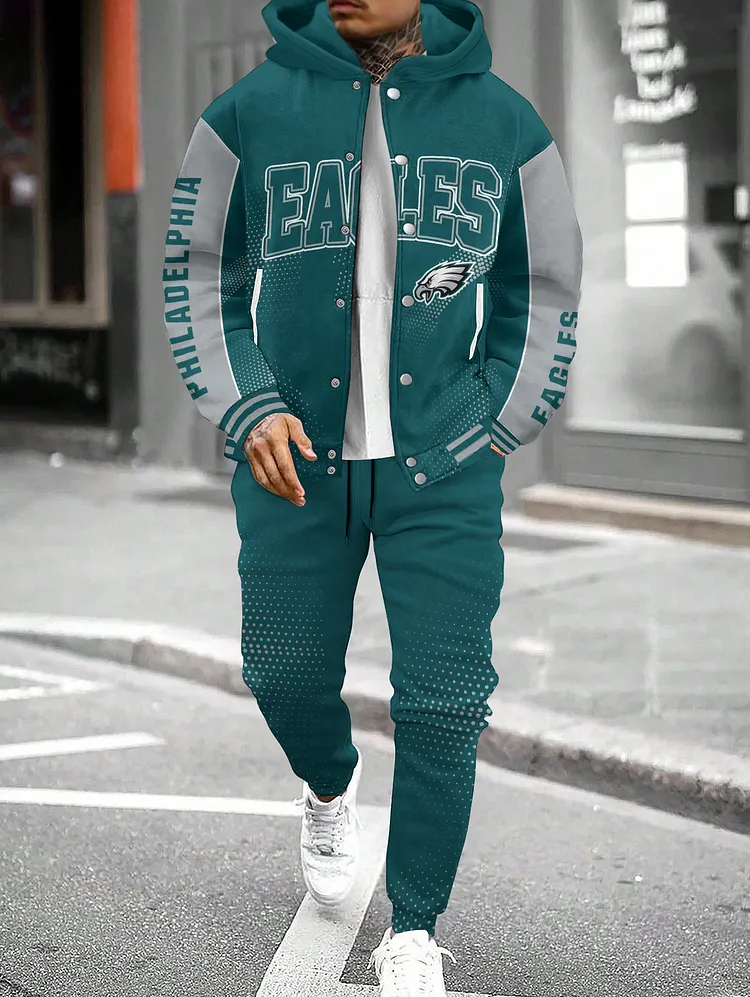 Philadelphia Eagles  2026  New Design Hooded Jacket With Drawstring Waistband Joggers 2pcs Set