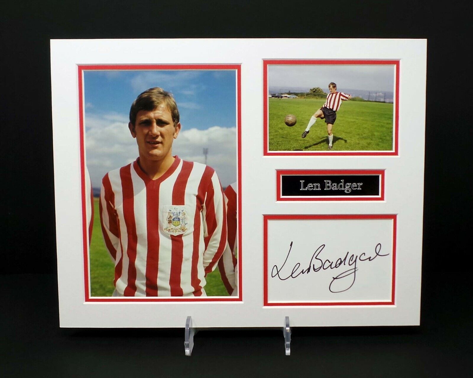 Len BADGER Signed Autograph Mounted Sheffield United Photo Poster painting Display AFTAL RD COA