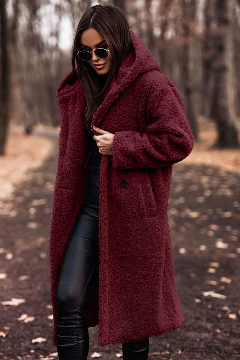 Brownm Fashionable Long Solid Color Sleeve Coats