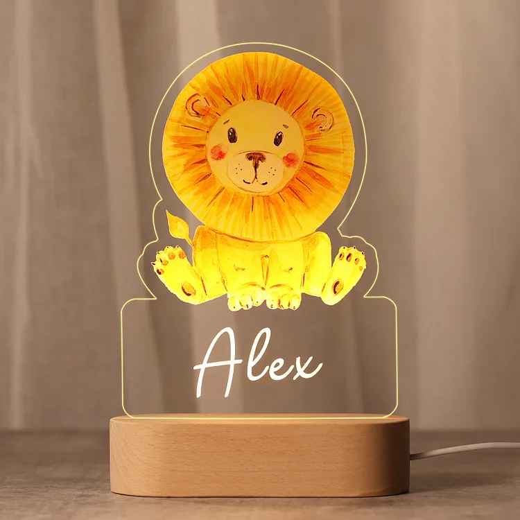 Custom Name Night Light-Personalized Colorful Lion Night Light with LED Lighting Warm Light for Kids