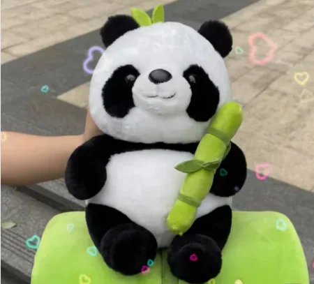 Reversible 9.8" Panda Stuffed Animals 2 in-1 Bamboo Panda Plush Toys Set Gluttonous Panda Plushies Living in Bamboo