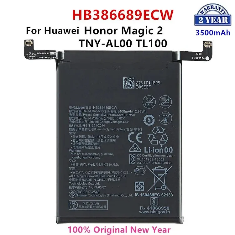 100% Orginal  HB386689ECW 3500mAh Battery For HUAWEI Honor Magic 2 TNY-AL00 TL100 Mobile Phone Batteries