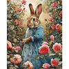 Rose Dress Rabbit Full 18CT DIY Stamped Cross Stitch Kits for Adults Home Decor 40x50cm